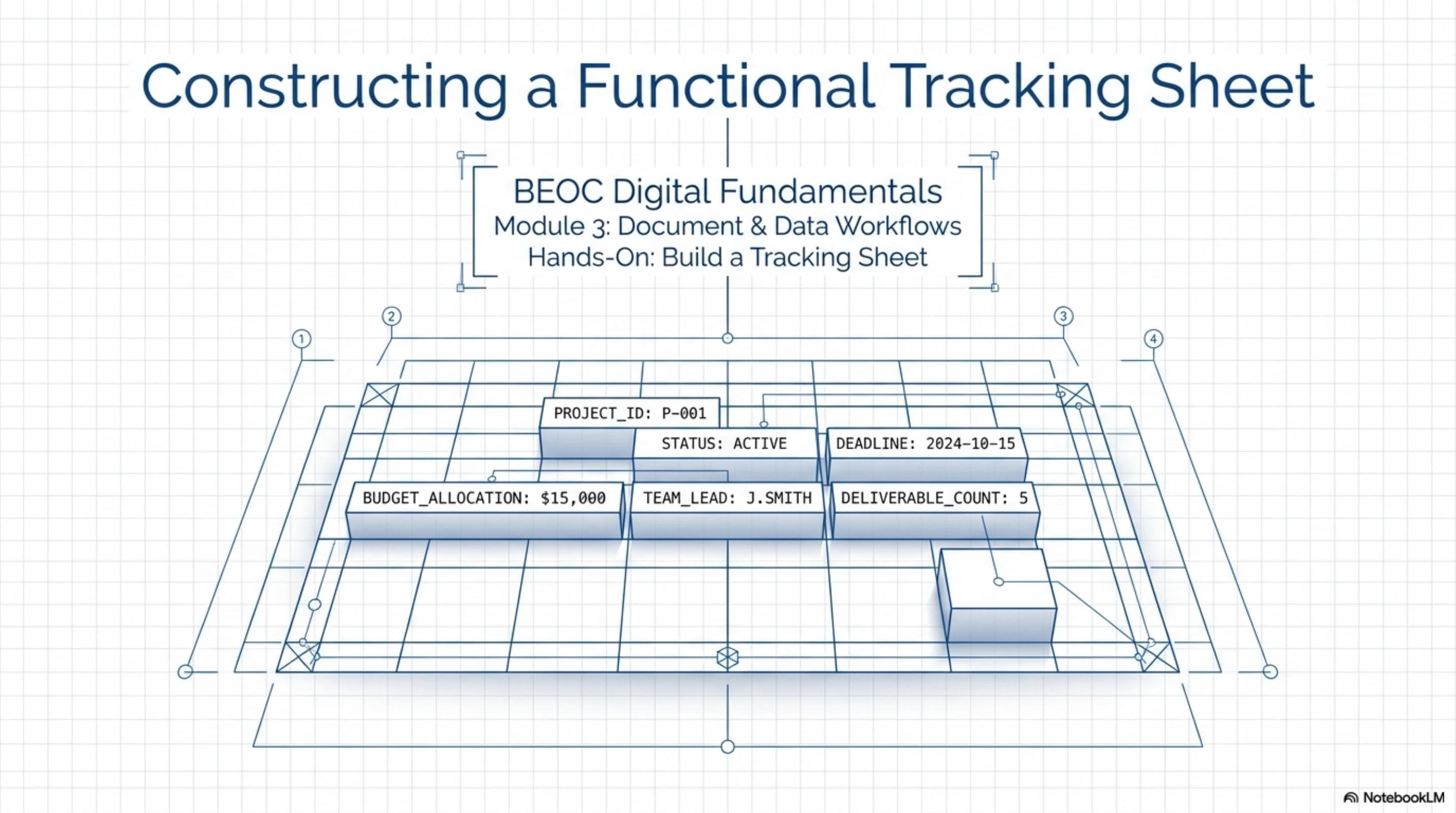Constructing a Functional Tracking Sheet — BEOC Digital Fundamentals, Module 3: Document & Data Workflows, Hands-On: Build a Tracking Sheet