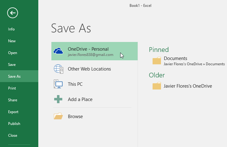 Saving to OneDrive