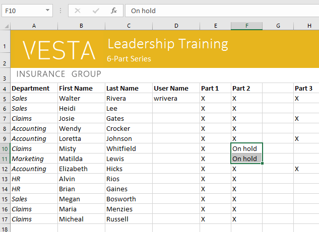 Pasting in Excel