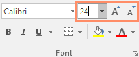 Increase and decrease font size buttons