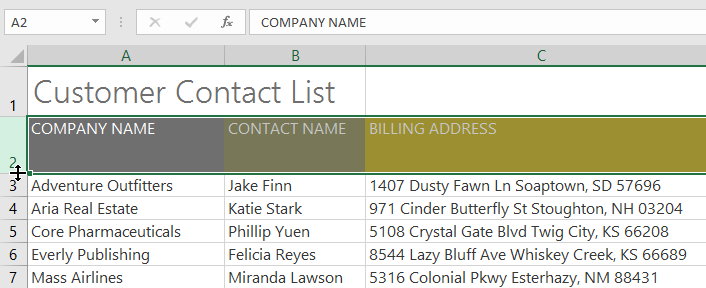 Selecting row boundary