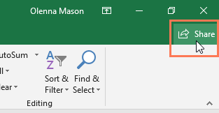 Share button in Excel
