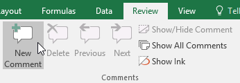 New Comment button on Review tab