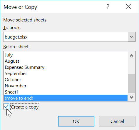 Move or copy dialog box