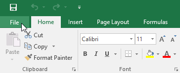 File tab in Excel