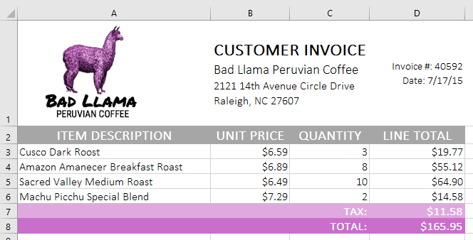 Final invoice after spell check