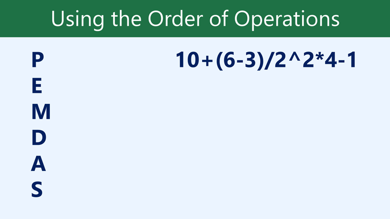 Using the order of operations (PEMDAS) graphic