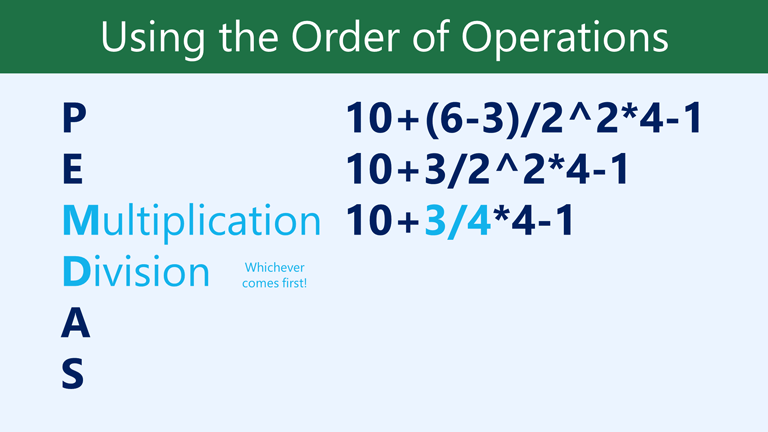 Multiplication and division step highlighted