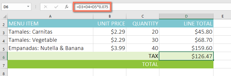 Incorrect tax formula without parentheses
