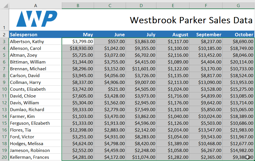 Selecting cells before applying conditional formatting