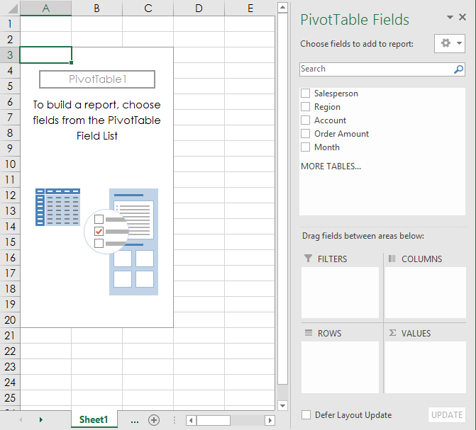PivotTable fields panel
