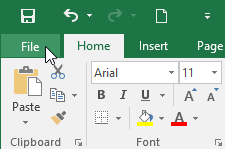 Click the File tab in Excel