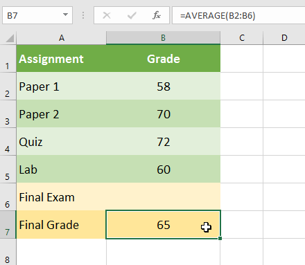 Average formula result before using Goal Seek