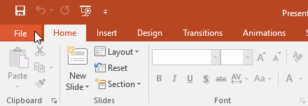 File tab in PowerPoint