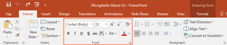 PowerPoint ribbon tabs