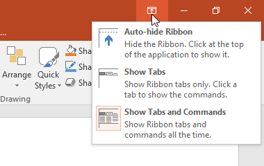 Ribbon display options
