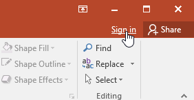 PowerPoint sign in button