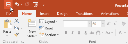 Save command in PowerPoint