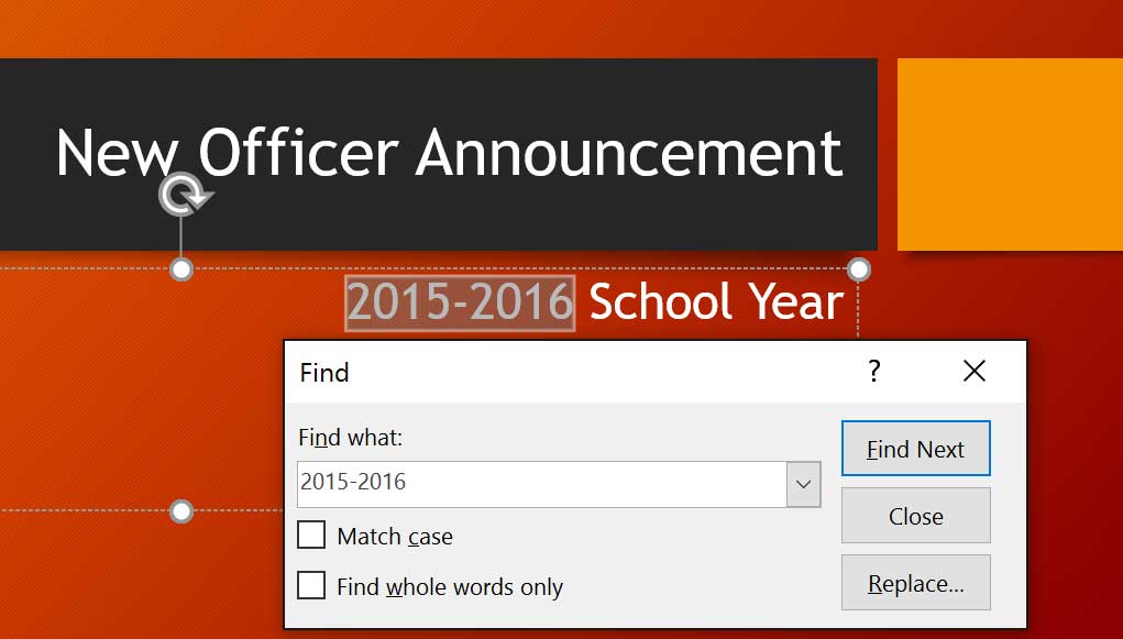 Highlighted search result in PowerPoint