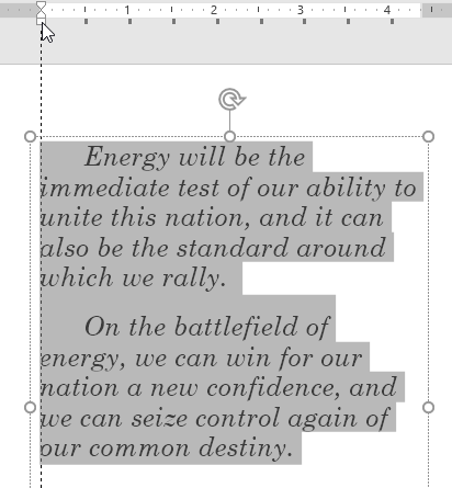 Example of adjusting the left indent marker