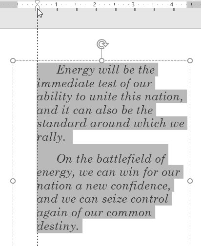 Left indent marker dragged