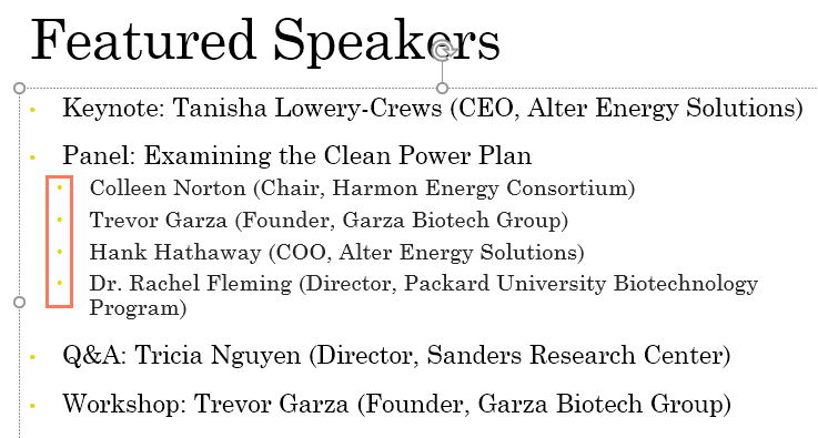 Multilevel bullet list example