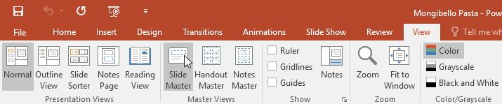 View tab with Slide Master command in PowerPoint