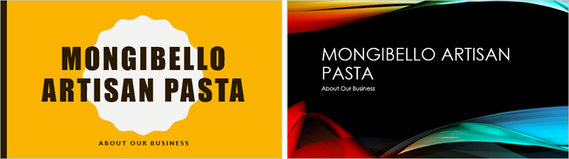 Two slides showing different PowerPoint themes applied