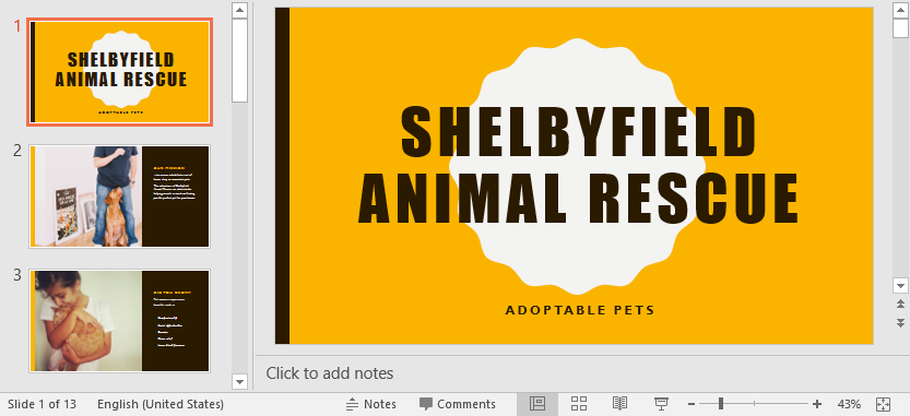Normal view in PowerPoint