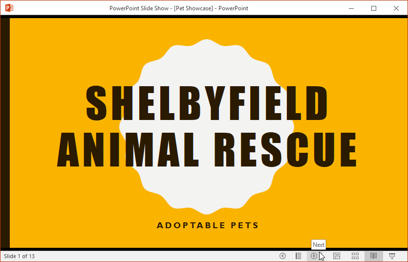 Reading view in PowerPoint