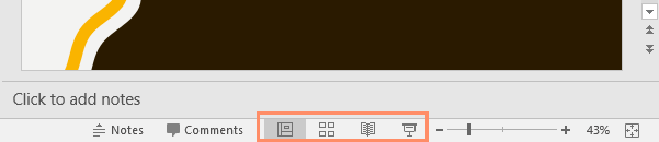 Slide view buttons in PowerPoint
