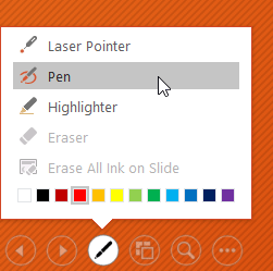 Pen tool menu