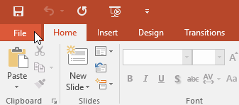 Print option selected in PowerPoint File tab
