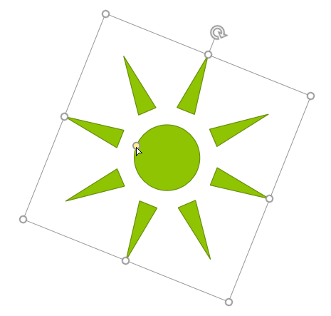 Yellow adjustment handle on a shape in PowerPoint