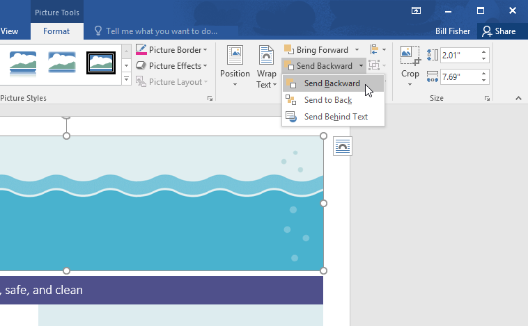Send backward command