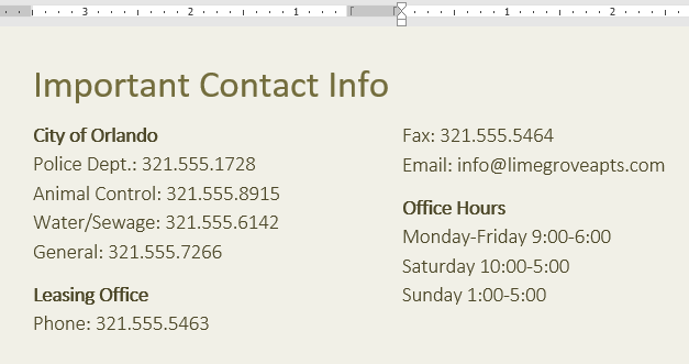 Text displayed in two columns