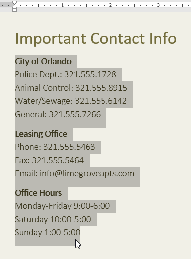 Selecting text before applying columns