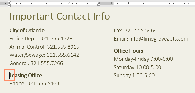 Inserting a column break