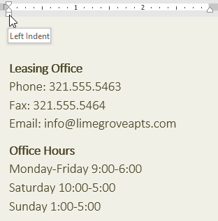 Column spacing and indent markers