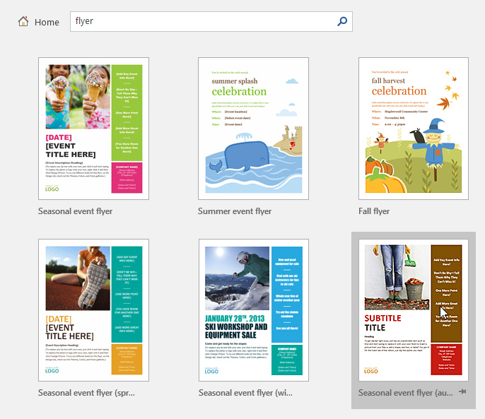 Searching for flyer template