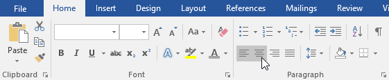 Alignment command in Word
