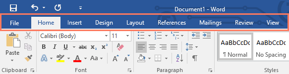 Microsoft Word Ribbon Tabs