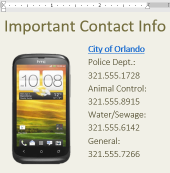 Hyperlink result in document