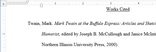 Hanging indent example