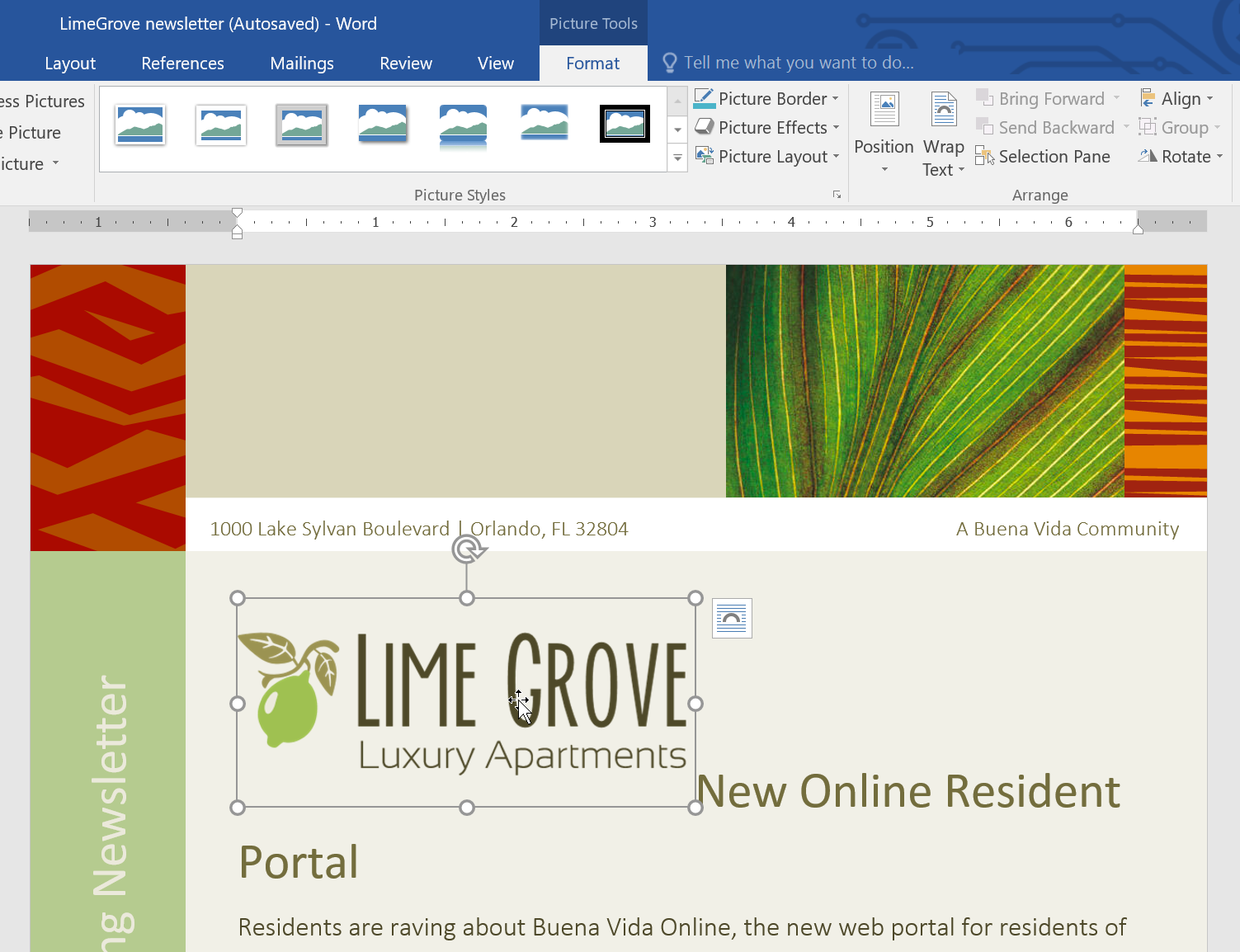 Layout options button