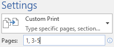 Custom print page selection
