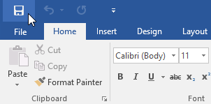 Save command in Backstage view