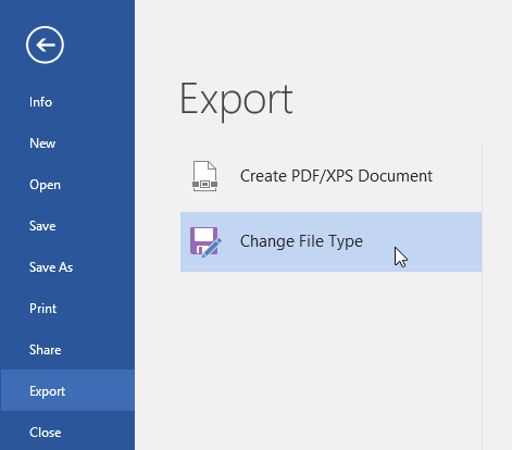 Export and Change File Type